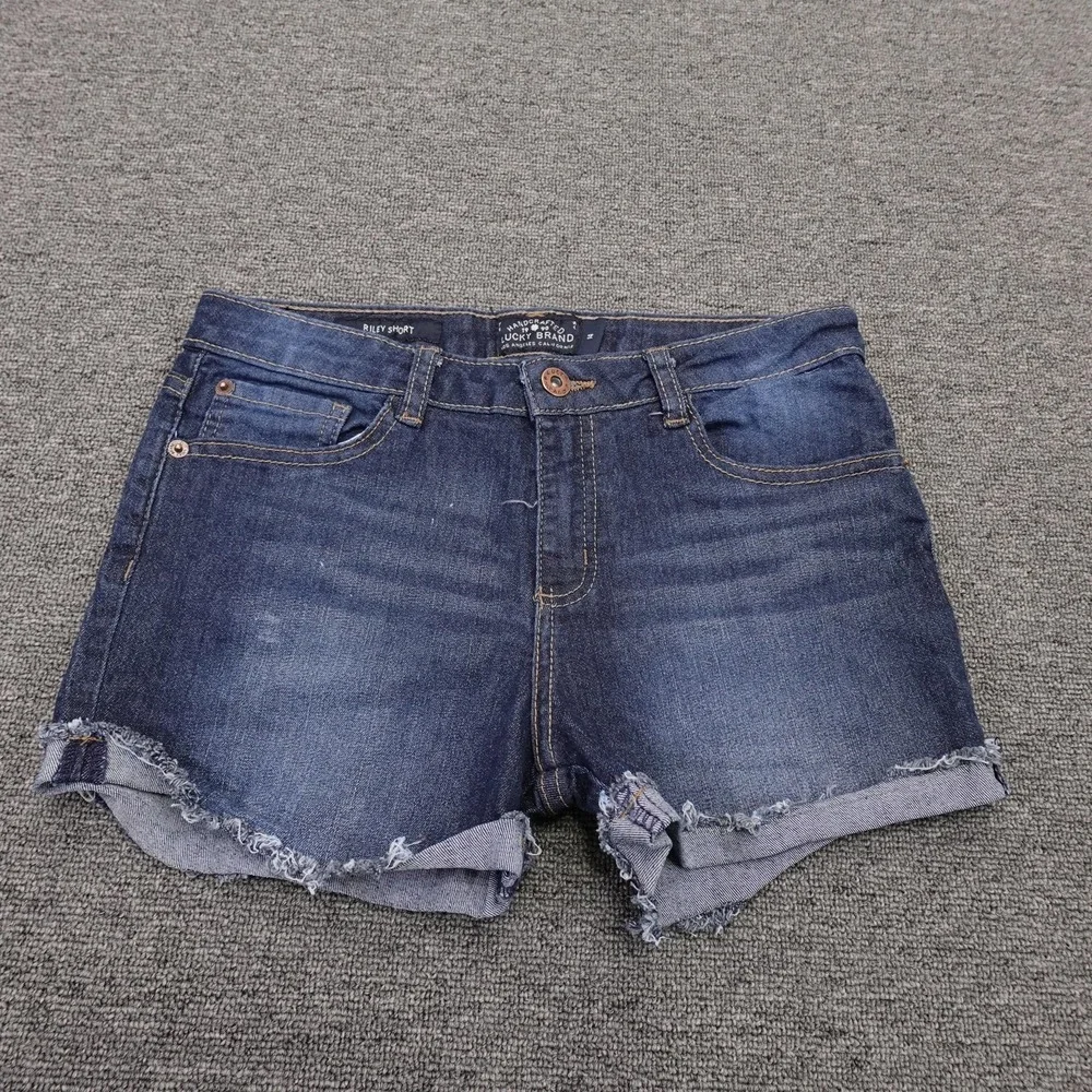 Lucky Brand Shorts Girls 14 Blue Denim Riley Short Cutoff Distressed 3 Inseam